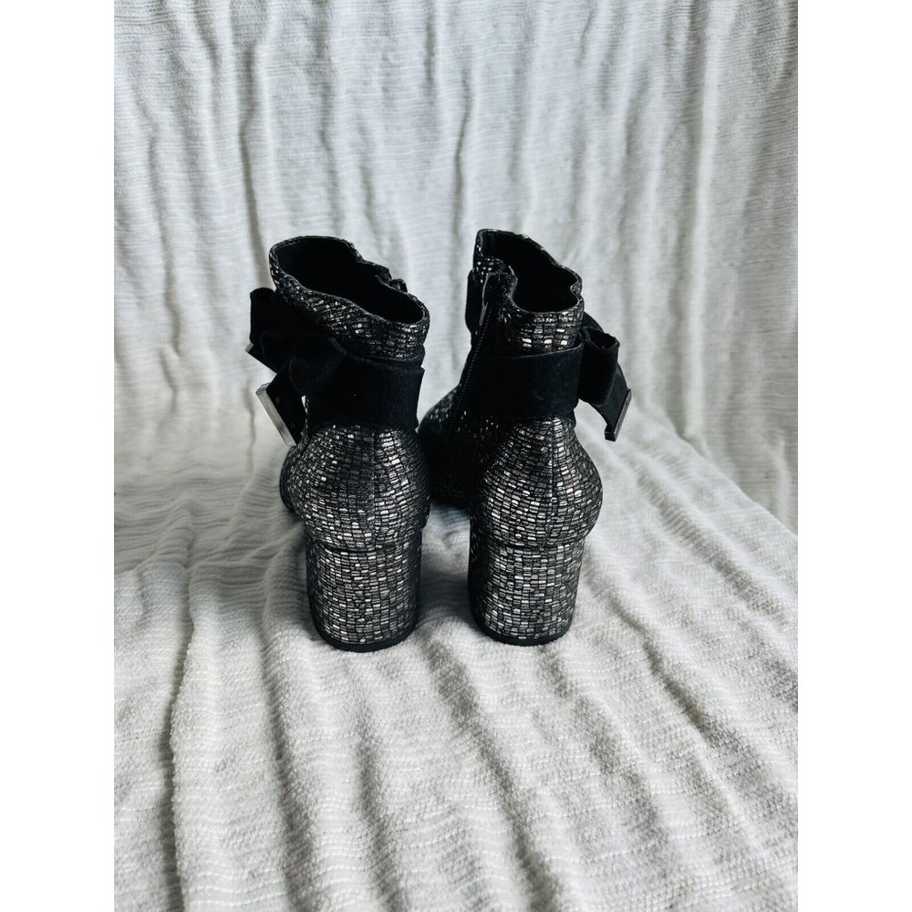 NWOB Alex Marie Mayleen Metallic Leather Ankle Bow Block Heel Booties - 6M - Picture 6 of 9